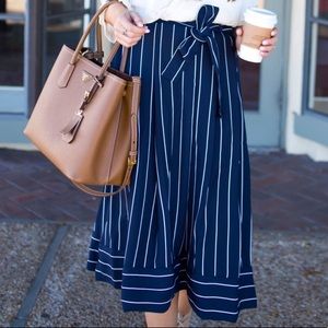 Banana Republic blue & white stripe midi skirt NWT
